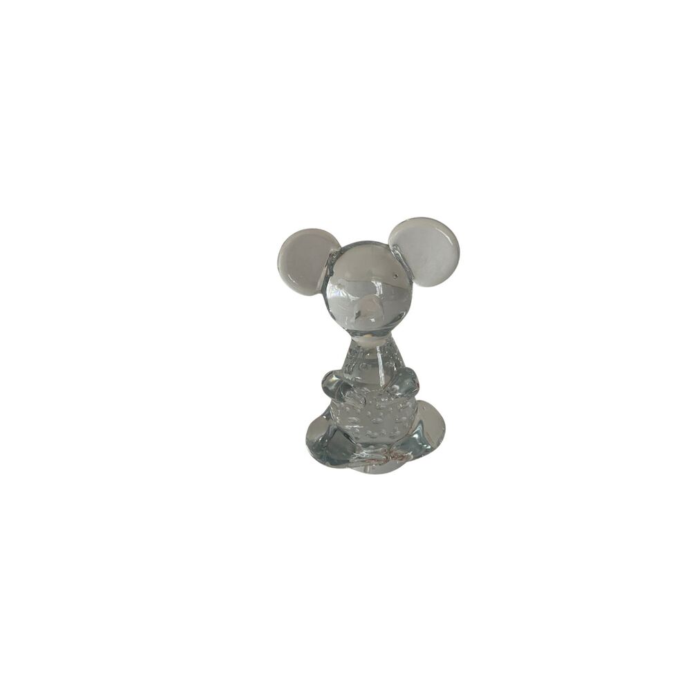 Hand Blown Art Glass Mouse Koala Paperweight Bullicante Controlled Bubbles